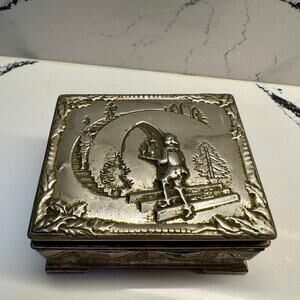 Vintage CKS Made In Japan Silver Tone Trinket Jewelry Box